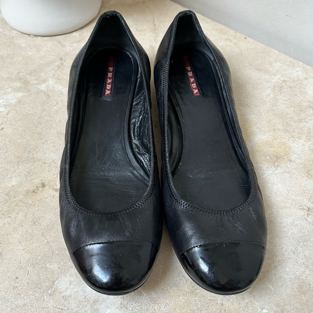 Prada Linea Rossa Black Flats